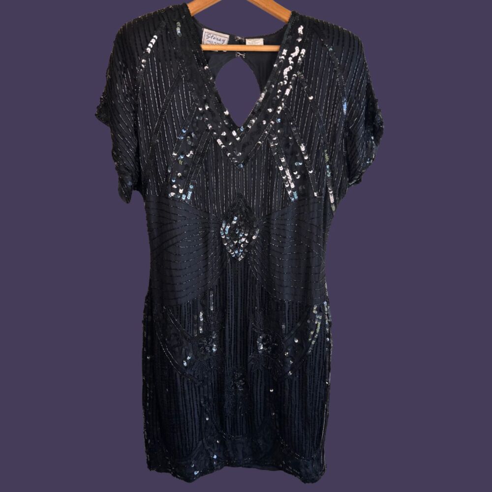 Stunning Vintage Sténay Silk Beaded Sequin Dress
